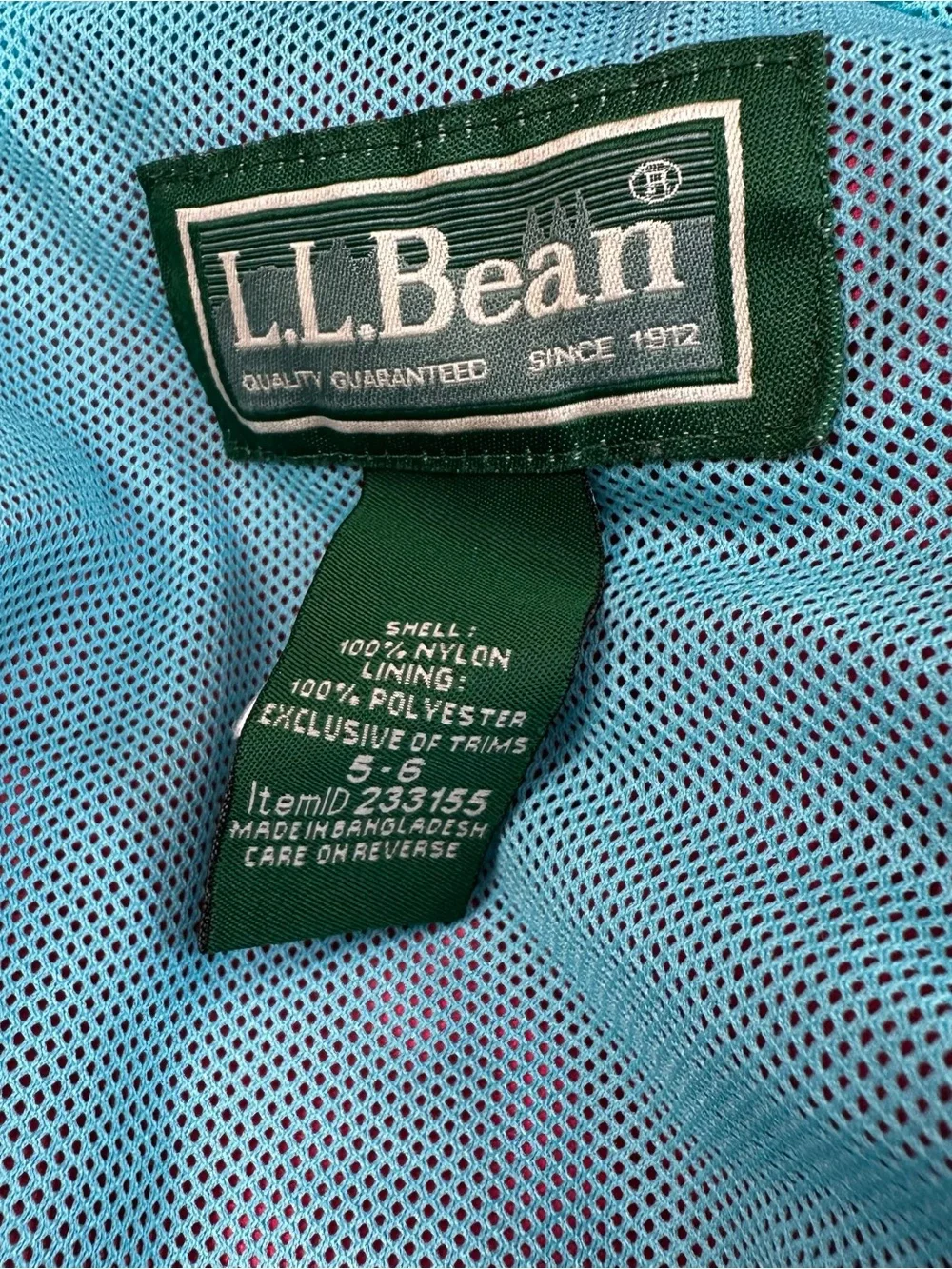 Girls LL Bean Salmon Pink Windbreaker Jacket size 5/6